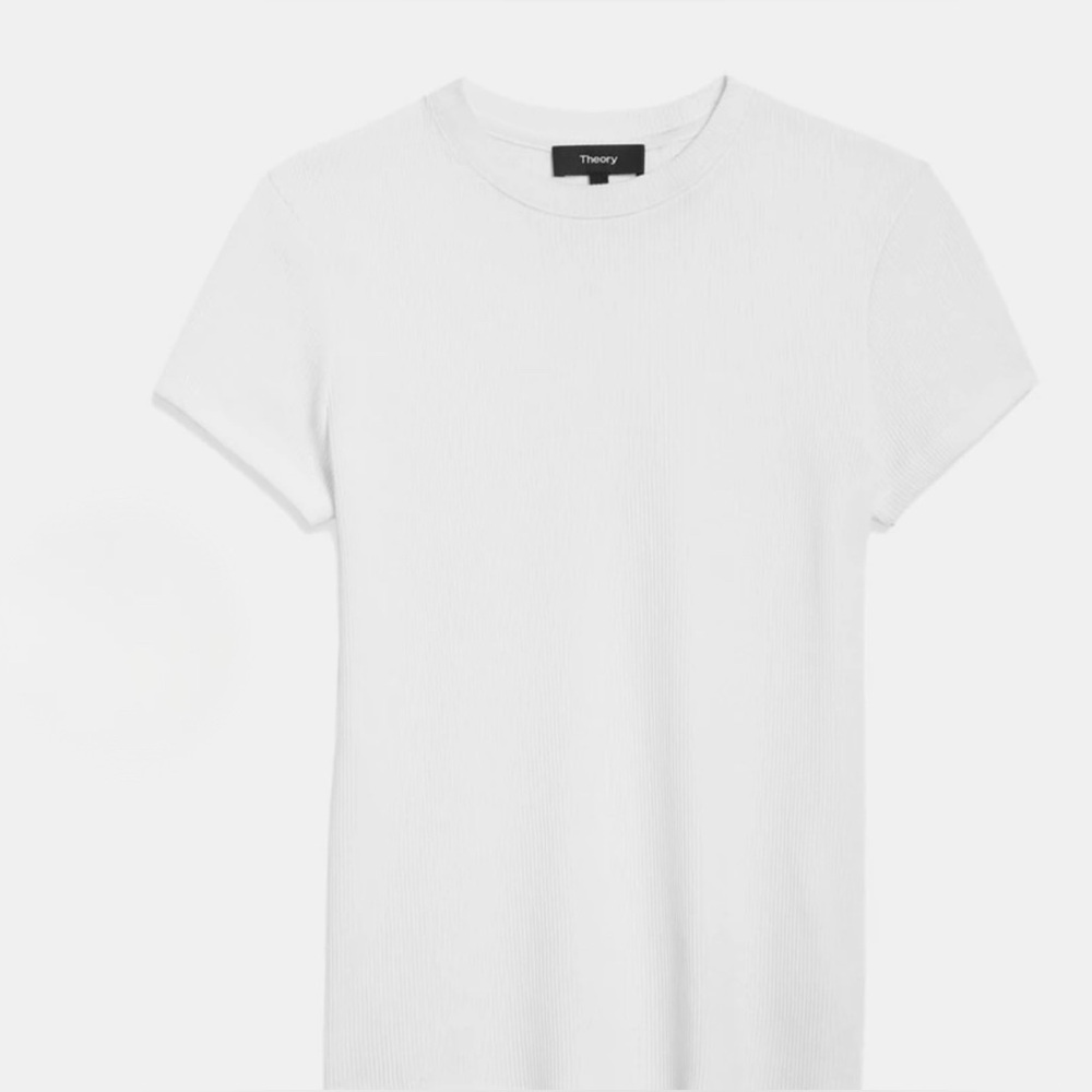 Theory Tiny Tee in Ribbed Cotton Large pre owned - Picture 3 of 15